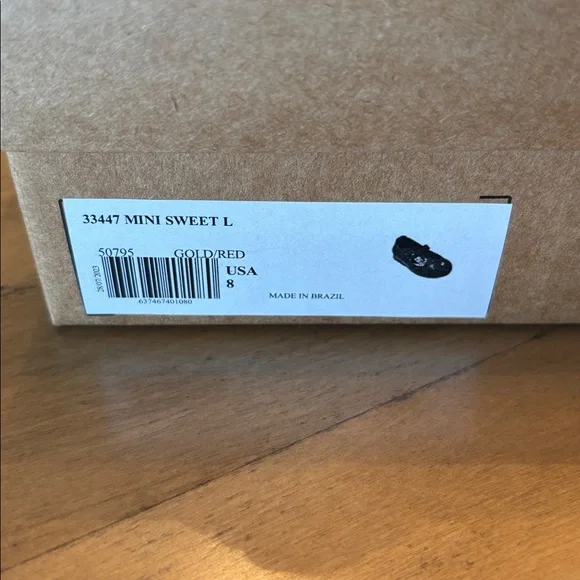 Mini Melissa Gold Belle Dress Shoes with Red Rose Accent - Picture 7 of 9